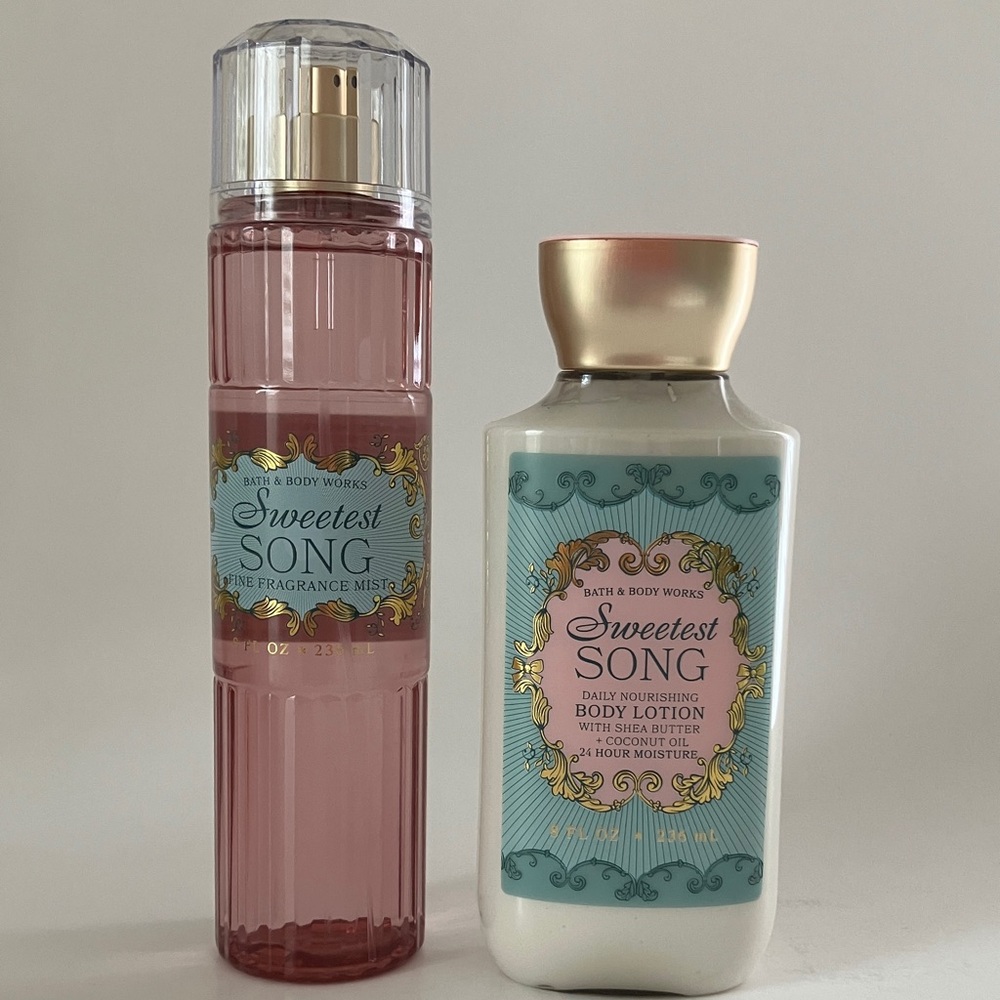 Bath & Body Works SWEETEST SONG 2 Piece Set Body Lotion Fine Fragrance Mist